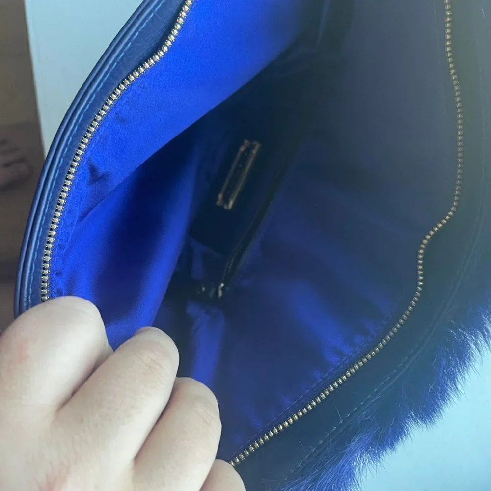 Elie Tahari Blue Fur Clutch